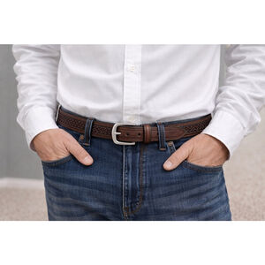 Brown Genuine Leather Braided Belt Size 54‎